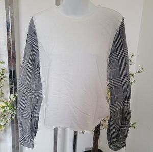 White Tee with Patterned Long sleeve